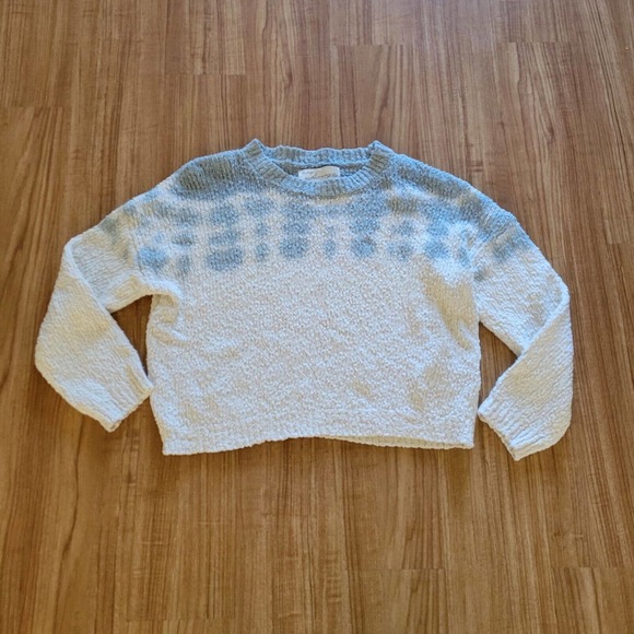 Vintage Havana Sweater Top Shirt Womens Large White Blue Tie Dye Texture Basic - Picture 9 of 10